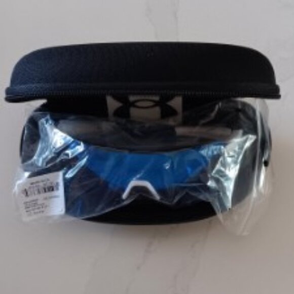 UNDER ARMOUR Sunglasses HALFTIME WWK White Frame Blue TUNED Lens with Case NEW - Picture 7 of 12